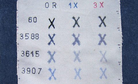 Wash test with shades 60, 3588, 3615 and 3907