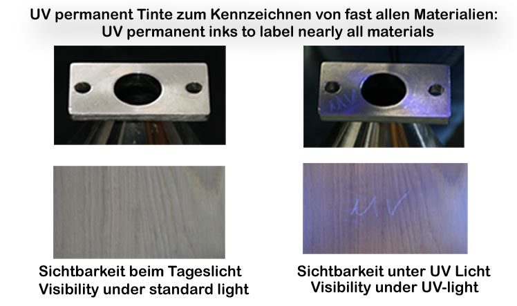 Beispiel einer Markierung mit dem UV Permanent Marker