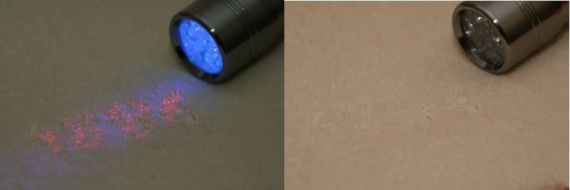 Marcado con tinta UV 4885 bajo luz UV
