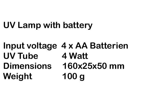Specifiche della lampada UV a batterie