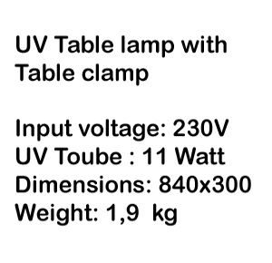 Specifiche della lampada UV da tavolo con morsetto da tavolo