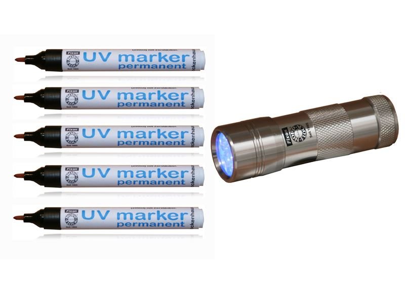 UV Permanent Marker – set of 10 with UV 12-LED lamp